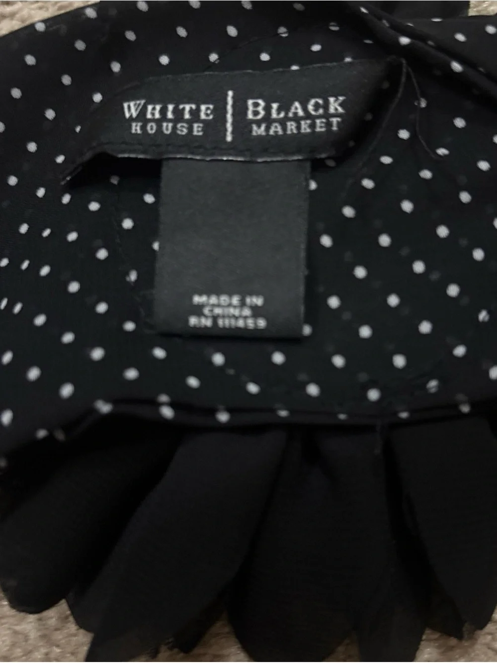WHBM Flower Sush Belt One Size Fits All Ribbon Back Polka Dot Black And White